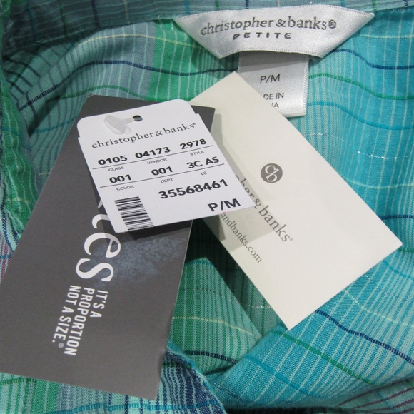 NEW Christopher & Banks Petites Blue Green Pink - Picture 4 of 4